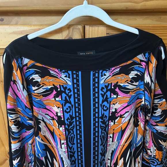 Eva Varro Top Women's 3/4 Sleeves Tunic Multi Color Size Small - Picture 5 of 5
